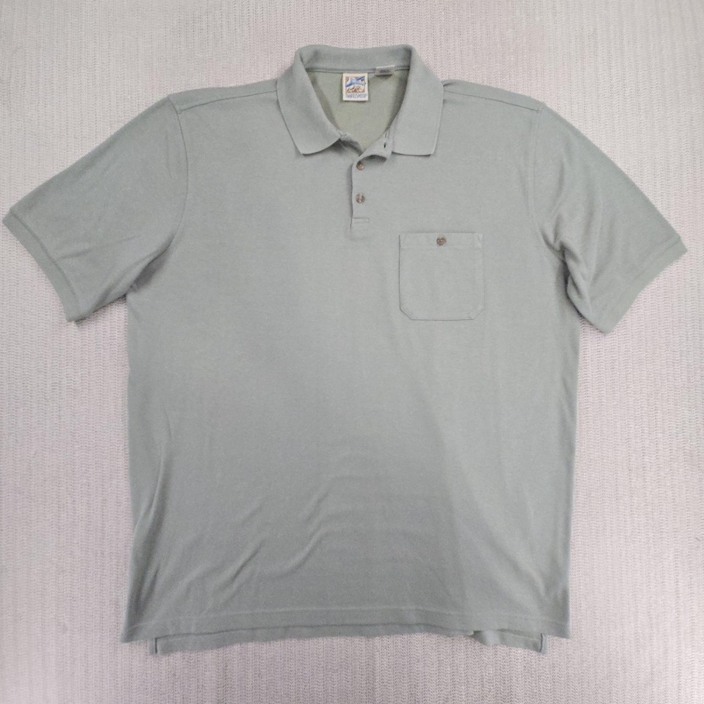 TravelSmith‎ Polo Shirt Mens 2XLT Green CoolMax Pocket Performance Made USA